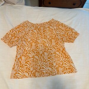 Market & Spruce Orange Floral Off/On Shoulder Blouse